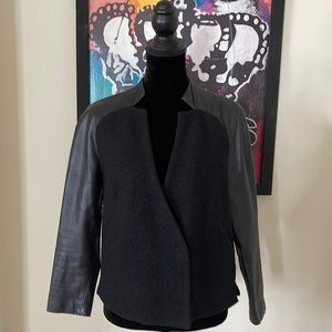 Adorable H&M Black Wool With Leather Accents Short Jacket Size 8